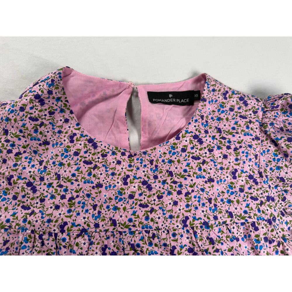 Pomander Place Quinn Dress Lilac Floral Puff Sleeve Lined XSMALL - Picture 9 of 14